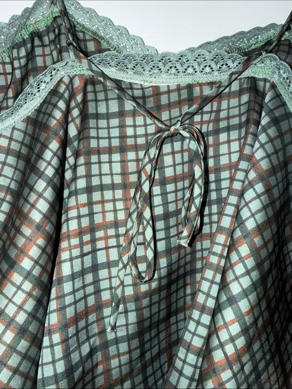 Free People Plaid Lace-Trim Green Camisole - Picture 5 of 5